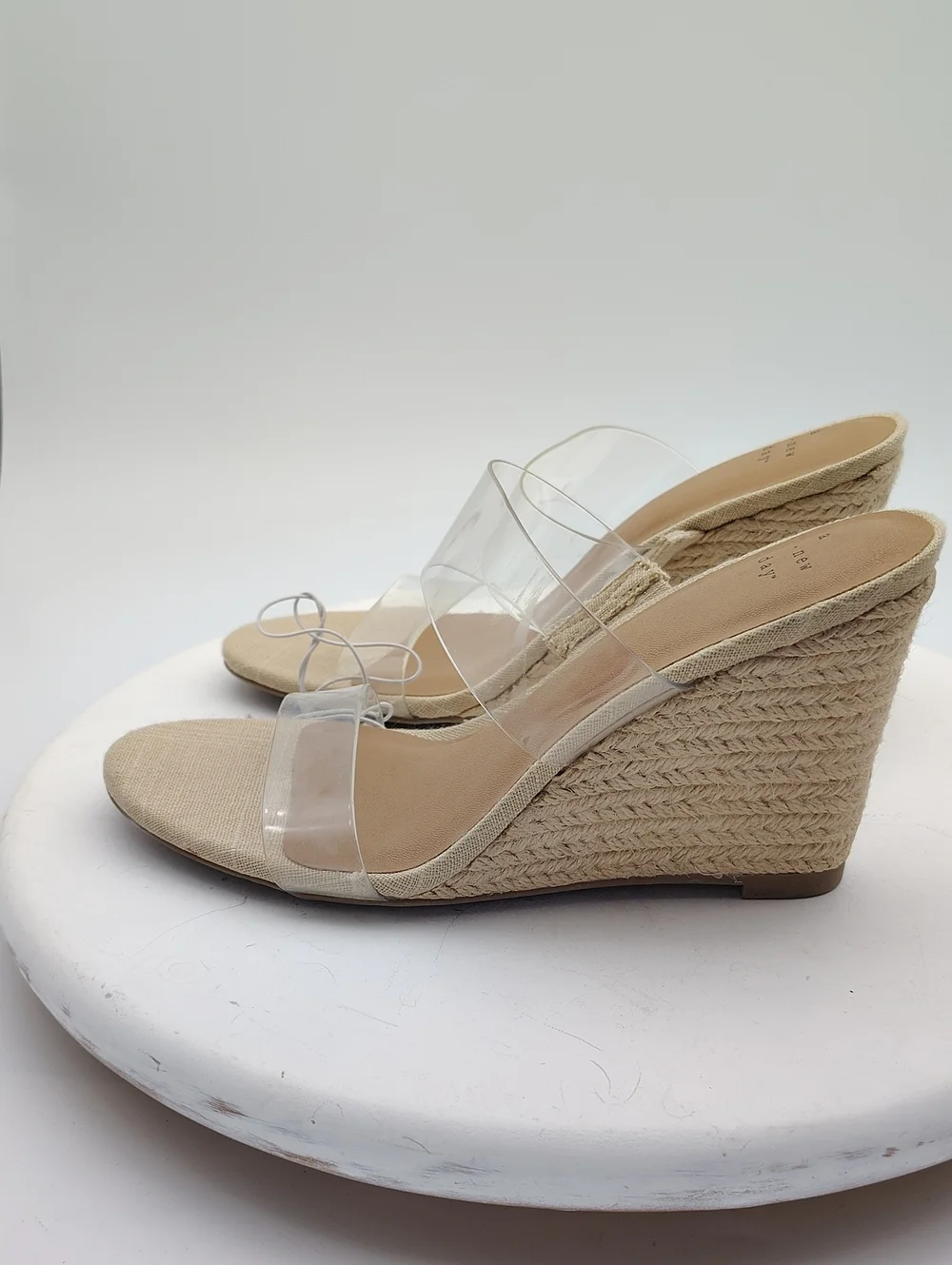 New A New Day Ansel Beige and Clear Double-Strap Slide Mules Size Women's 7